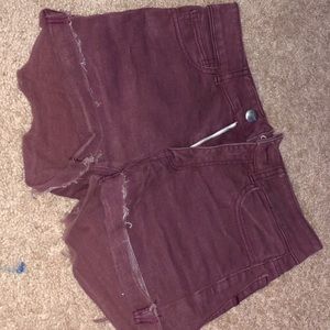 hi rise shortie denim shorts